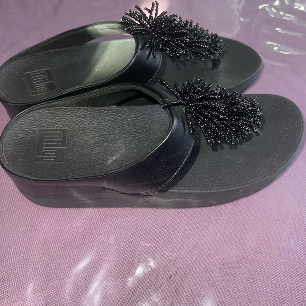 Fitflop Black Sandals with Playful Tassel